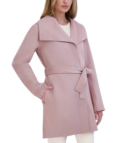 Image of TAHARI Women's Double-faced Luxury Soft Wool Blend Peacoat- Wrap Wool Coat With Removable Belt
