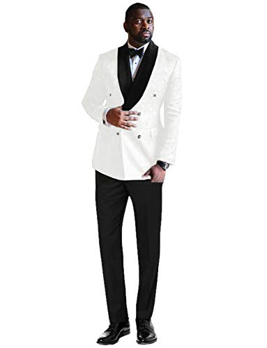 Men's Double Breasted Buttons Suit Two Pieces Tuxedos Jacquard Jacket+Pants