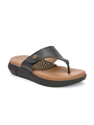 Image of egoss LADY BOSS Womens Textured Toe Post Sandals | Metallic Finish Comfort Slippers | Cushioned Massage Footbed Lightweight Anti-Slip Casual Wear for Women