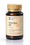Vital Skin UV de Evonium Labs (60 cápsulas) - Protector solar (UVA, UVB y luz azul) oral con probióticos, polypodium leucotomos, Vitamina C, E, Niacina. Mejora y prolonga el bronceado