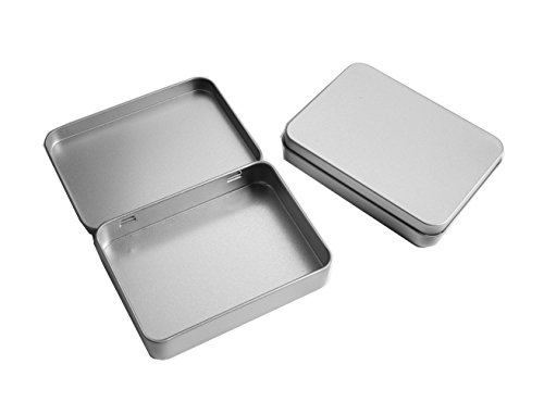 Walkingpround 12 Pack Empty Tin Box Storage Containers Metal Silver Rectangular For Candy Tins Gift Card Holder Box #TOP4