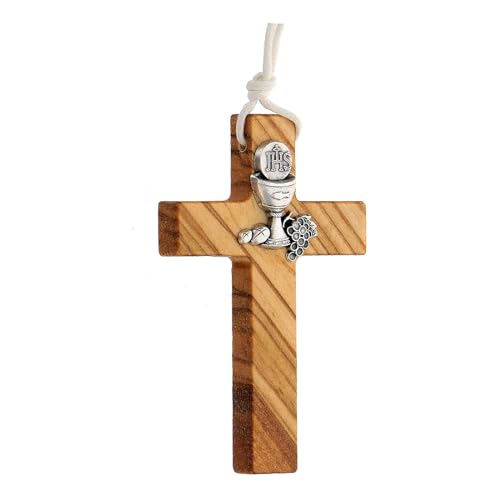 Miniatura 2 de Holyart Cruz Para Primera Comunión En Madera De Olivo, Decoración Religiosa Interior, Cruz De Pared, Vertical, 8l X 5an Cm