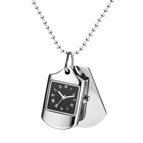Collier montre pour homme style militaire à porter au quotidien avec gravure