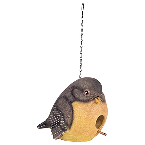 Transpac Imports, Inc. Oriole Yellow And Black 10 Inch Resin Stone Bird Birdhouse With Chain Link Hook #TOP13