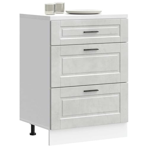 Gecheer Mueble bajo de Cocina Porto Gris Cemento Madera reconstituida Aparador Comedor,Mueble Auxiliar,Alacena de Cocina Estantería de Cocina,Muebles de Cocina TY-2