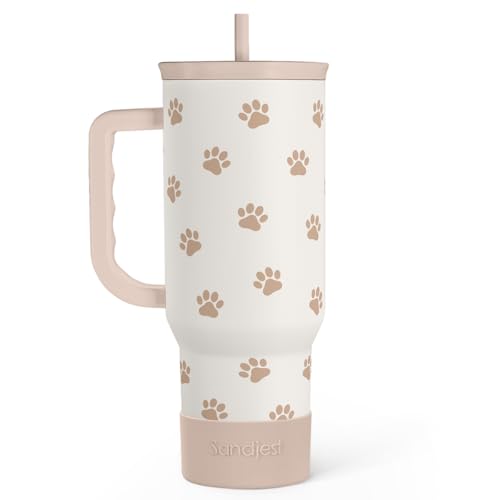 Paw Print Tumbler with Handle, Gifts for...