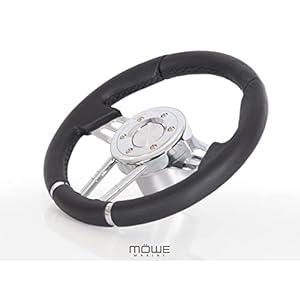 MÖWE MARINE BASIC Bootstuurwiel Barcelona echt leer zwart incl. adapter naaf voor Teleflex Ultraflex stuurwiel leder stuurwiel bootstuurwiel
