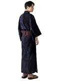 浴衣 メンズ 単品 [なごみや] 男物 浴衣 変わり織 レトロ モダン シック かっこいい 高見え 夏祭り 夕涼み 花火 メンズ M ボタン_紺1472-3A