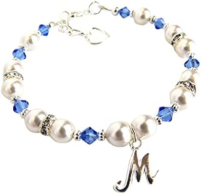 Birthstone Jewelry Bracelet for Girls and Women, Choice of Birth Month Charms and Sizes, Sterling Silver Initial Charm Bracelet, Custom Personalized Bracelets for Girls, Handmade Jewelry