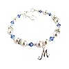 Birthstone Jewelry Bracelet for Girls and Women, Choice of Birth Month Charms and Sizes, Sterling Silver Initial Charm…