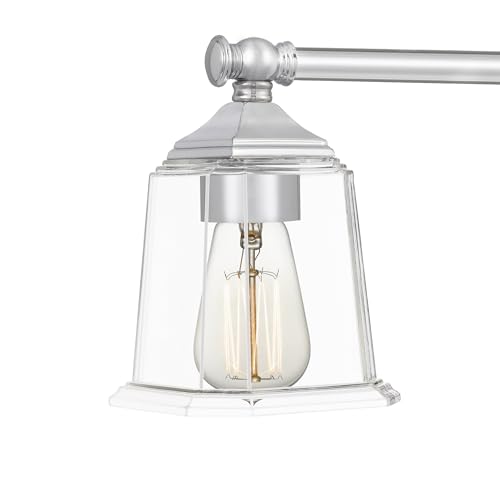 Image of Quoizel Nicholas 15 inch Vanity Light, Polished Chrome, Clear Glass | 2-Light, Dimmable, Reversible Mounting, ETL Damp Rated