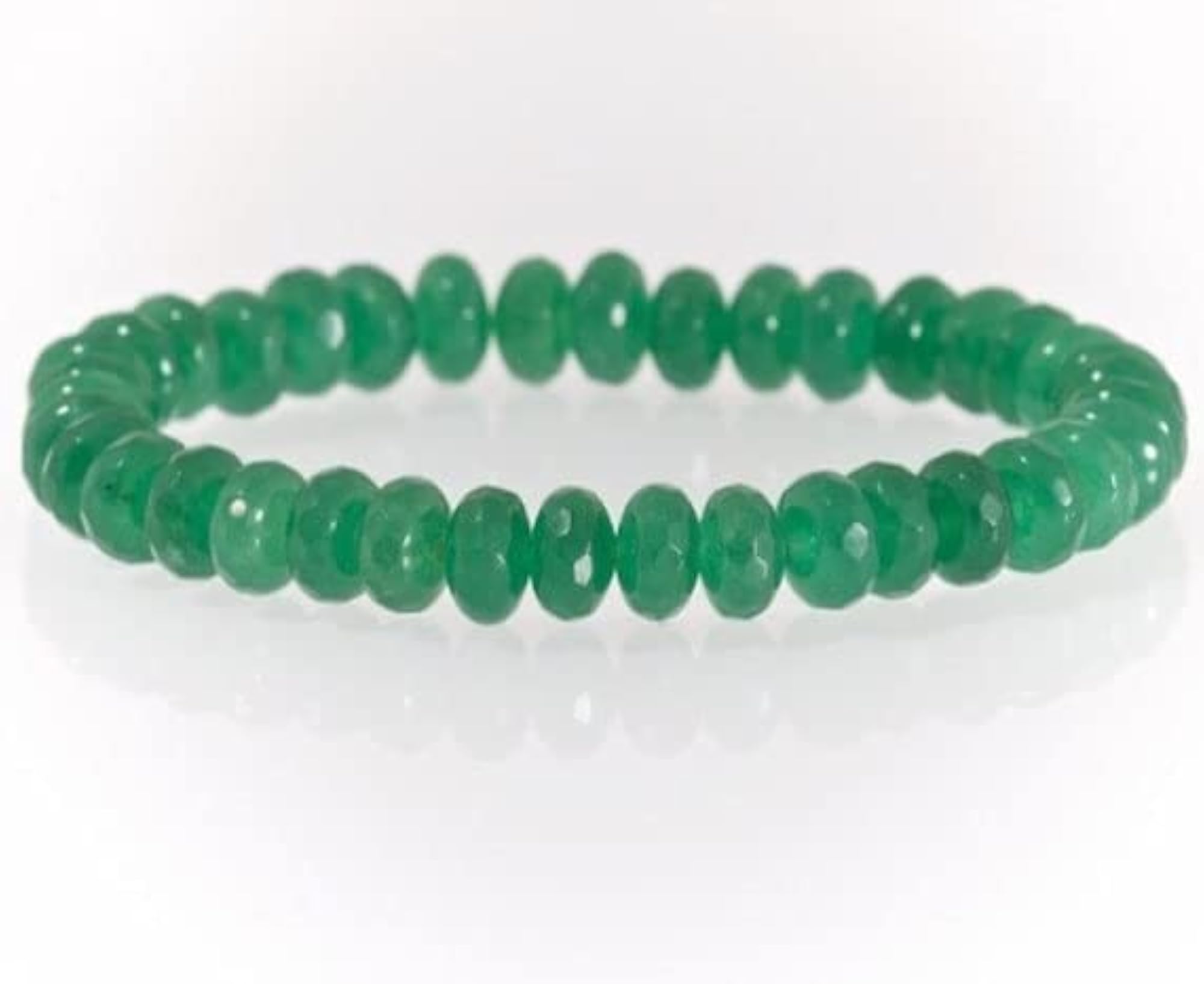 Unisex Natural Emerald Bead Stretchable Bracelet