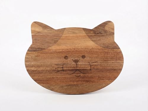 Tabla de Cortar de Madera de Acacia con Diseño de Gato, Uso en Cocina y Preparación de Alimentos, 42x30 cm miniatura 1