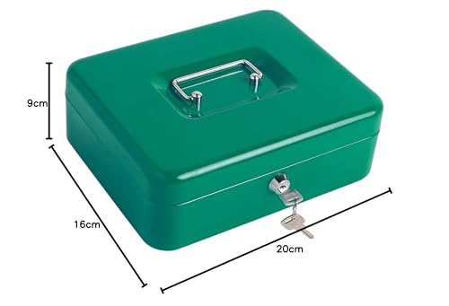 Kippen 10032V2 Geldkassette mit Münzfach, Farbe: Grün, Maße: 200 x 160 x 90 mm.