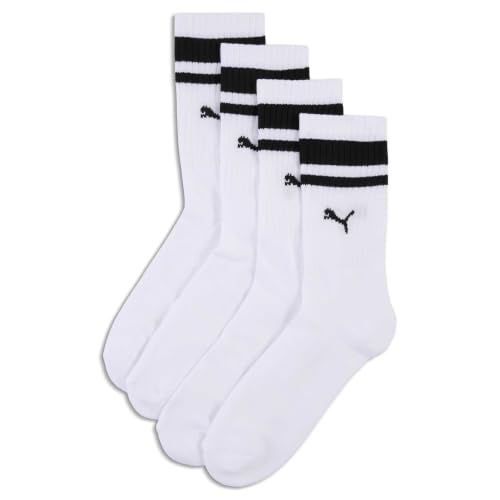 PUMA Crew Heritage Stripe Lot de 6 paires de chaussettes unisexes pour homme et femme Noir/blanc Taille 35-38 39-42 43-46 - - 43-46