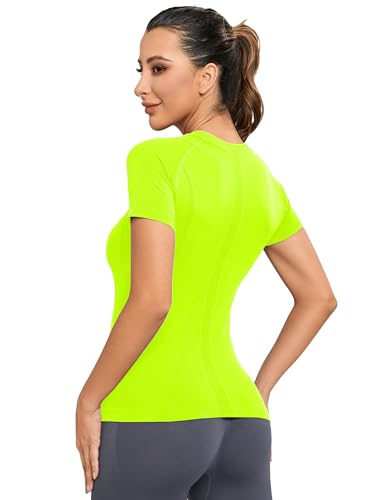Image of MathCat Seamless Workout Tops for Women, Short Sleeve Compression Athletic Shirts Soft Yoga Gym Tops XS-XL