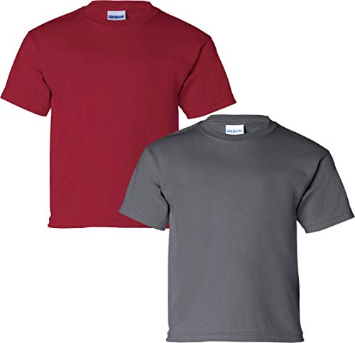 Image of Gildan Kids' Ultra Cotton Youth T-Shirt, 2-Pack XS-Cardinal-Charcoal