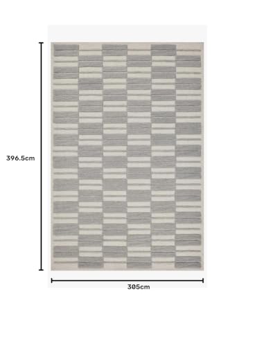 Image of Modern (High Low Pile) Pattern Wool Carpet with Loop Texture Yarn Anti Shedding Carpet Size 10x13 Feet B0 Grey Ivory Color