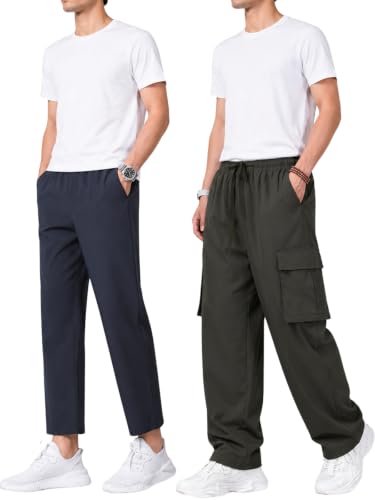 Image of GRECIILOOKS Men's Regular Fit Low Rise Polycotton Cargos | Cargo Track Pant | Loose Fit | Regular Trouser (Available in Plus Size)