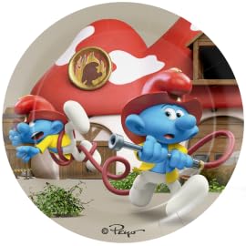 BeenSmile Lot de 8 assiettes de fête « Schtroumpf », Ø = 23 cm
