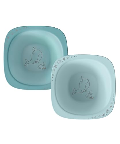 nip – Breischale | Nachhaltige und bruchfeste Babybrei Schüssel ab 4 Monaten. Ergonomische Baby Schüssel aus über 90% nachwachsenden Rohstoffen, ideal für Beikost | 2 St., Blau