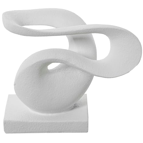 DRW Figura Abstracta de Ceramica Blanco 17x12x20 cm