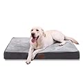 Jaspuriea Orthopedic Dog Beds Washable with Waterproof Removable Cover, Extra Large Dog Bed with Anti-Slip Bottom, Deluxe Flannel Comfy Dog Crate Mattress, Grey, 105x70x10cm