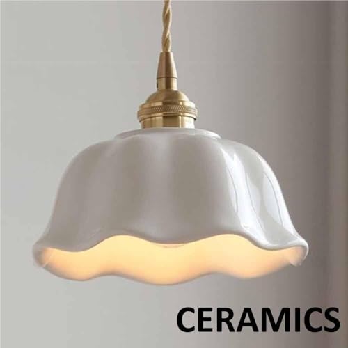 Lámpara de techo de cerámica blanca E27 con forma de flor para dormitorio 6