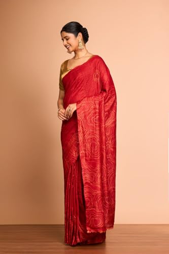 Taneira red tussar silk saree in tussar silk – image 4