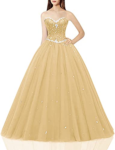 Image of Likedpage Women's Sweetheart Ball Gown Tulle Quinceanera Dresses Prom Dress