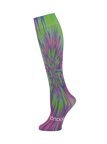 POWSOCX Psychedelic Green Base Layer Socks, Keep Dry Skiing & Snowboarding, Medium