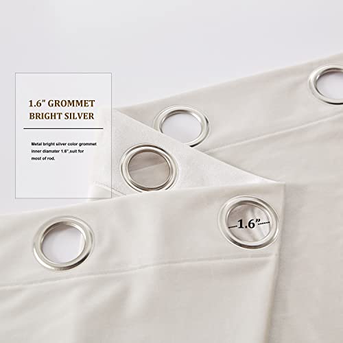 Bulbul Cream Curtains 84 Inch Length- Set Of 2 Living Room Ivory Velvet Blackout Window Drapes Curtains Thermal Insulated Room Darkening Decor Grommet Curtains For Bedroom Set Of 2 Panels #TOP2