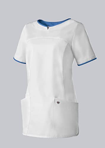 BP 1700-485-2106 Schlupfkasack Für Damen, Moderne Passform, 50% Baumwolle/50% Polyester, Weiß/azurblau, Größe XLn