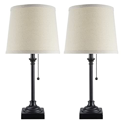 Lámpara de mesa brown con pantalla de lino natural set x2