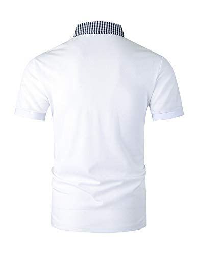 Image of GHYUGR Men's Polo Shirts Short Sleeve Slim Fit Polo Casual Plaid Splice T-Shirts