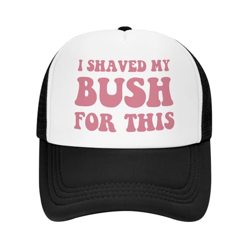 Image of I Shaved My Bush for This Trucker Hats for Women Pink Men Funny Slogan Pink Hats for Men