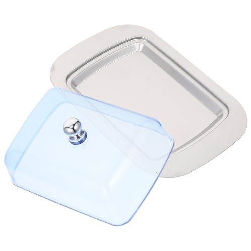 Toyvian Mantequera de Acero Inoxidable con Tapa Azul Hermética para Almacenamiento Fresco de Mantequilla Cocina Hogar Diseño Moderno y Duradero