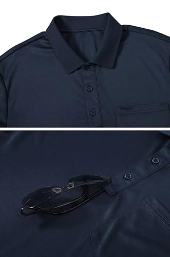 Tyhengta Men's Polo Shirt Long Sleeve Quick Dry Athletic Performance Shirts Pique Golf Shirt3