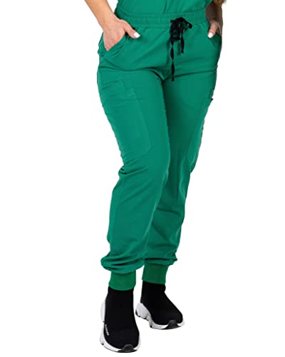 Image of Mim Jogger Scrub Pants for Women, Skinny Leg Joggers, Burgundy, Black, Navy Blue, Green
