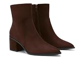 Coutgo Womens Ankle Boots Chunky Low Heel Closed Pointed Toe Zip Booties