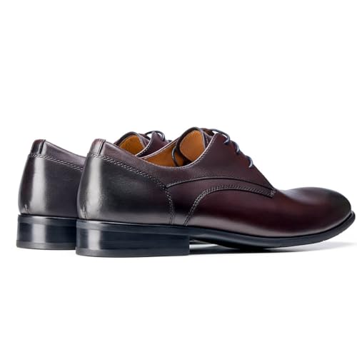 Image of Men's Dress Shoes, Genuine Leather Oxford Shoes for Men, Wingtip Brogue and Plain Toe Lace Up Formal Business Wedding Derby Shoes