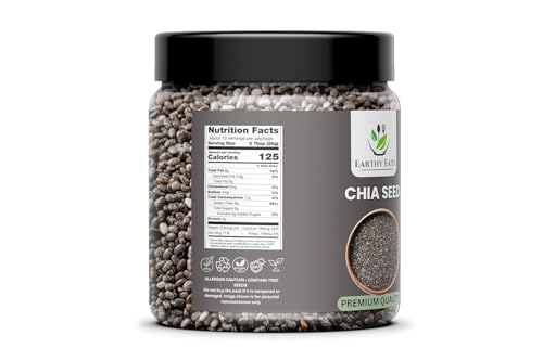 Image of Earthy Eats Chia Seeds - Seeds for Eating | Seeds for Weight Management | Rich in Calcium, Protein & Fibre (Jar Pack) (1kg)