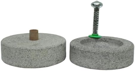 Stoneware Chakki with Iron Rod | Carved Handmade Stone Mill Grinder | Mortar and Pestle Set for Kitchen (Grey_10 inch)
