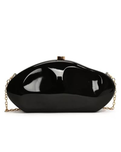 Image of Acrylic Silver Evening Clutch Purse for Women, Wedding Guest Clutch Metal Chain Shoulder Crossbody Bag