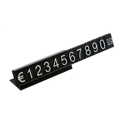 Pewihyer 16 Sets Preisanzeige, Thekenständer, verstellbares Preisschild mit Aluminium-Basis für Schmuck, Dollar-Preisanzeige, Würfel-Block-Set für Einzelhandel (schwarz)