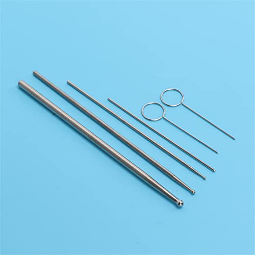 GLOGLOW Reptilien-Schlangenzubehör, 6-teiliges Schlangen-Sonden-Kit Edelstahl-Rundkopf-Anti-Allergie-Reptilien-Schlangen-Sexing-Sonde Tragbarer Detektor