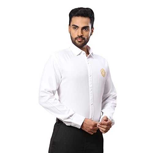 Image of Raymond Men's Full Sleeve Slim Fit White Casual Shirt