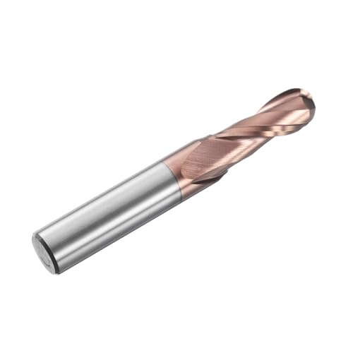 Image of HARFINGTON Ball Nose End Mill 2 Flute 21 /64 inch Diameter 3 /8 inch Shank Tungsten Carbide Uncoated Spiral CNC Router Bits 7 /8 inch Cutting Length Single End Ball for Carving Engraving Grinding