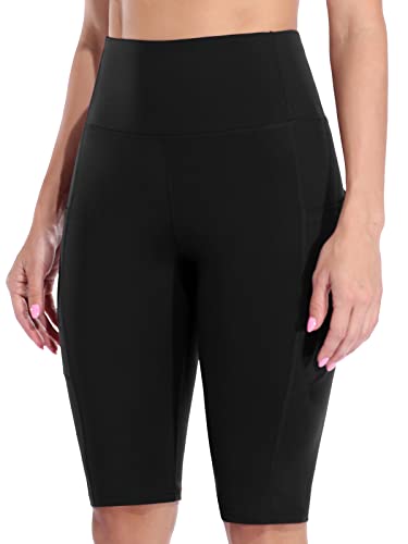 SOCIALA Womens High Waist Biker Shorts with Pockets 12" Workout Running Short2