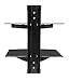 Mount-It! Floating Wall Mounted Shelf Bracket Stand for AV Receiver, Component, Cable Box, PlayStation, Xbox, DVD Player, Projector, 34 Lbs Capacity, 2 Shelves, Tinted Tempered Glass